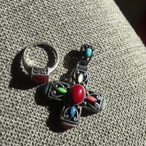 Matching ring and necklace cross